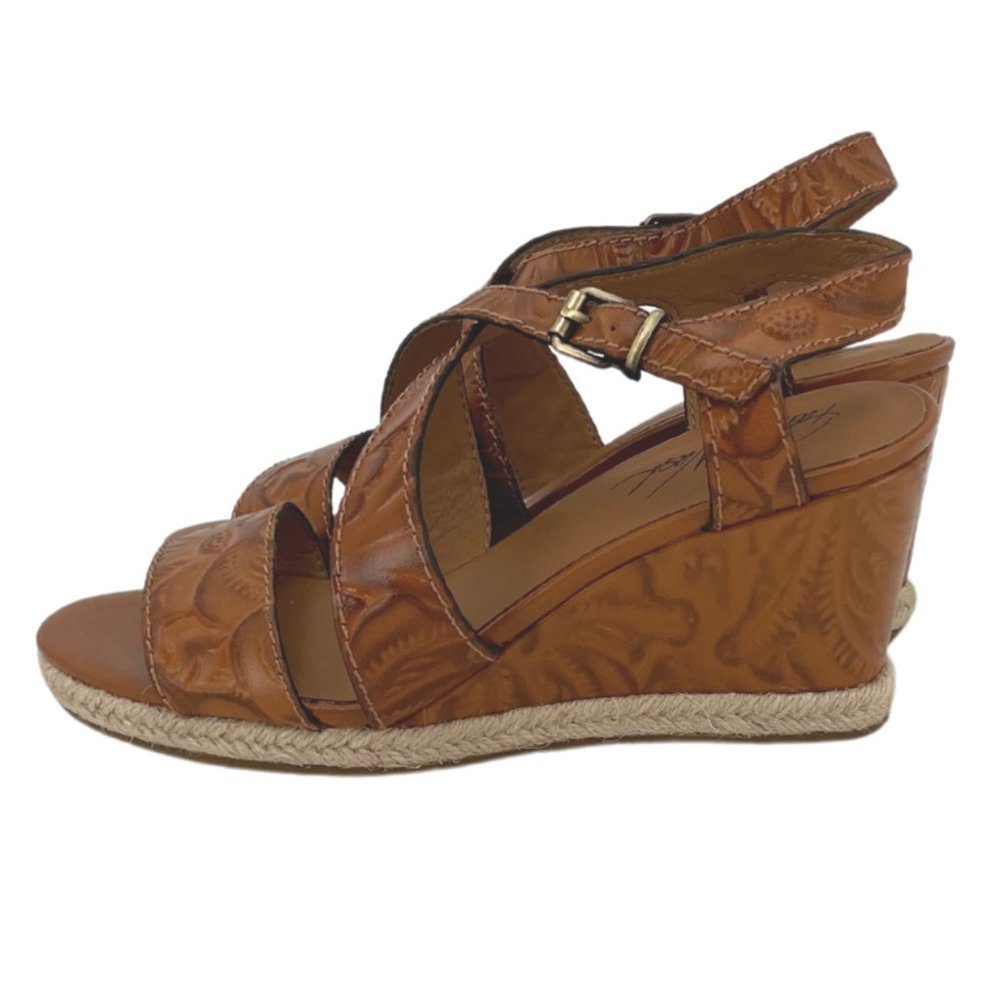 Patricia Nash | Women's Rafa Platform Wedge Heel Sandals | Whiskey | Size 8 - Picture 3 of 5
